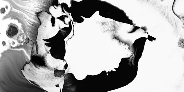 Swirling smoke or ink fluid transition effect. Steam, dust explosion. Black on white background