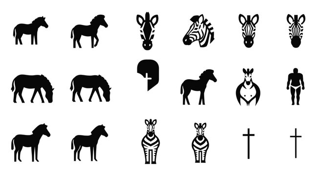 Set of zebra icons. collection of zebra linear icons