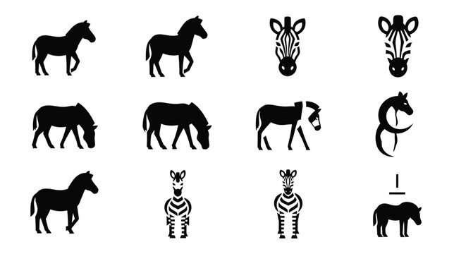 Set of zebra icons. collection of zebra linear icons