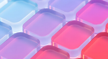 Fototapeta premium Abstract background of translucent rounded squares in pastel gradient colors