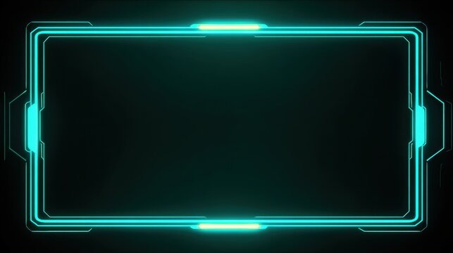 Futuristic Neon Frame with Glowing Edges for Creative Technology and Sci-Fi Designs