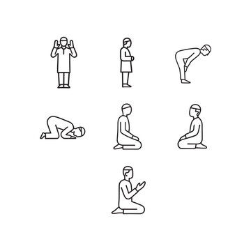 Sequence of muslim prayer positions
