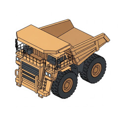 Isometric Illustration of a Large Mining Dump Truck. © Budd