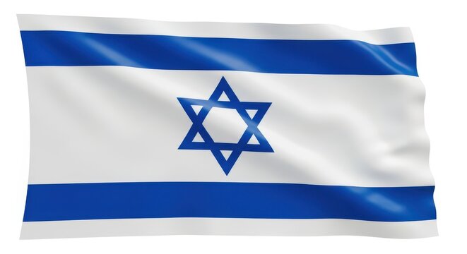 The israeli flag with a blue star of david on a white background