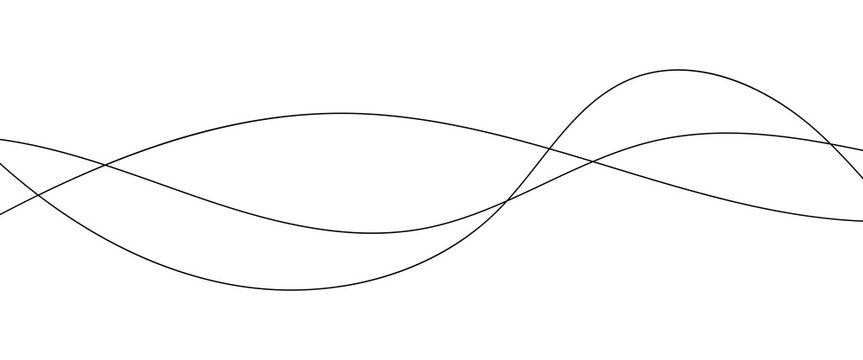 Thin wavy line abstract background. Wavy three line horizontal divider outline minimalist background. Abstract black lines wave curve motion on white background. Vector EPS10
