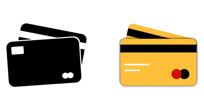 Credit Card Icons Set Black and Gold Payment Debit Card Illustration