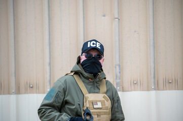 A U.S. Immigration and Customs Enforcement agent is conducting surveillance.  © vladislav