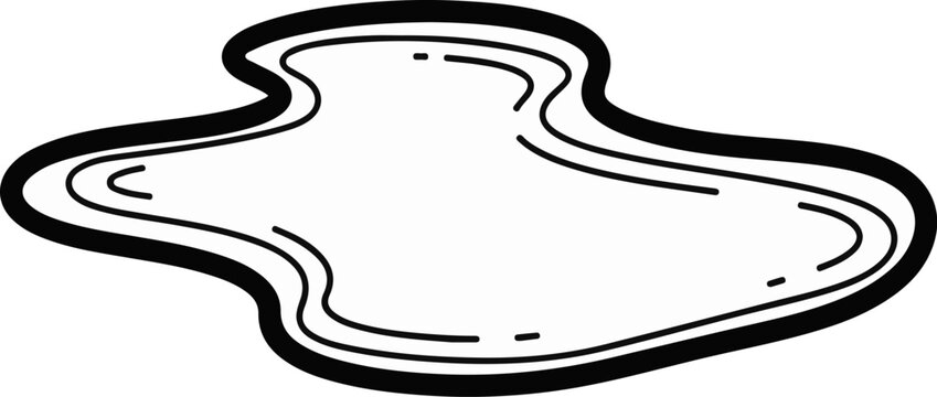 Black and white outline of a fluid puddle or body of water