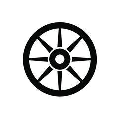 Fototapeta premium Black spoked wheel with eight spokes and central hub