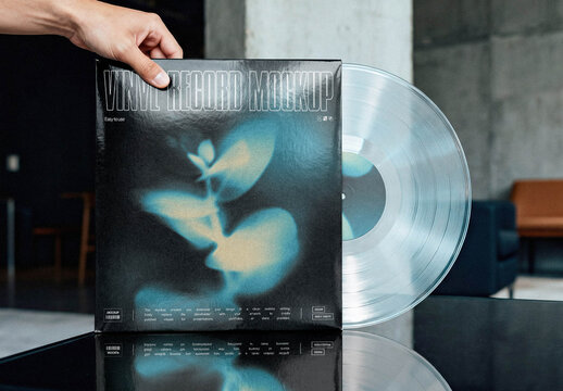 Vinyl Record Mockup with Sleeve and Clear LP