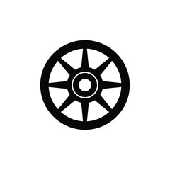 Obraz premium Black and white spoked wheel with central hole