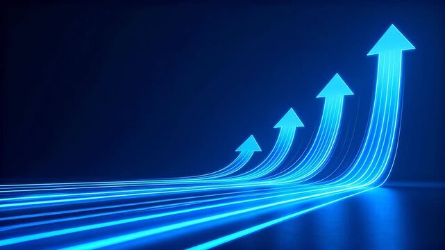 Blue glowing arrows ascending