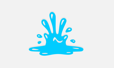 Obraz premium A vibrant blue water splash and liquid droplet icon in a flat vector style, perfect for refreshing beverage branding, hygiene concepts, hydration graphics, and clean puddle designs.