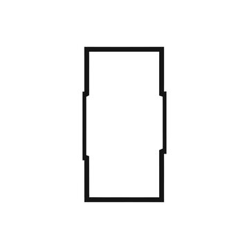 Black rectangular frame with small inward notches on both sides