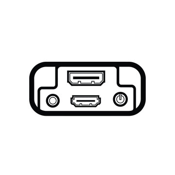 Black and white line of electronic port connections with u s b and h d m i