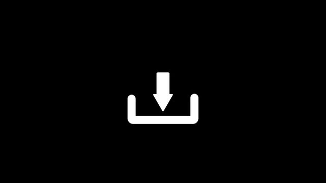Minimalist white download animation isolated on black background for user interface and digital web development projects.