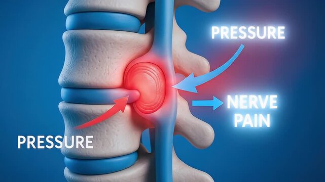Bulging disc spine vertebra nerve pain pressure back anatomy injury medical inflammation discomfort joint skeletal nerve root spinal cord sciatic healthcare disease chiropractic orthopedic herniated