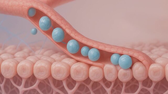 Microscope biology cell tissue medical structure anatomy epithelial capillary vessel artery vein healthcare medicine science research 3d render illustration bloodstream circulation cell membrane