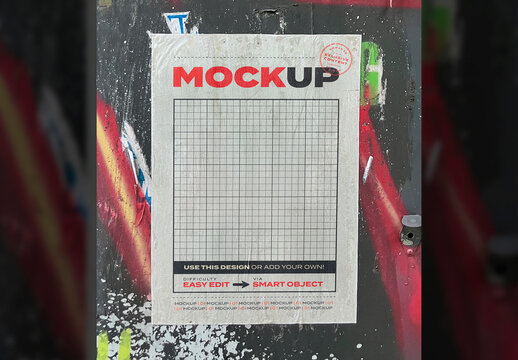Page Glue To Graffiti Background on Street Mockup