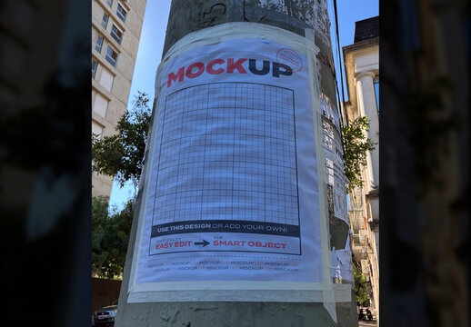 Page Poster on Street Column Mockup