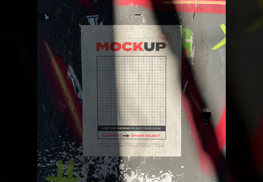 Poster on Graffiti Street Place Mockup