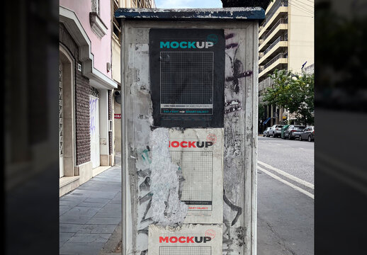 Three Paste Poster to Street Structure Mockup
