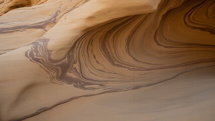 Fototapeta premium Intricate sandstone formations with layers of brown and tan colors showcasing natural rock textures and patterns.