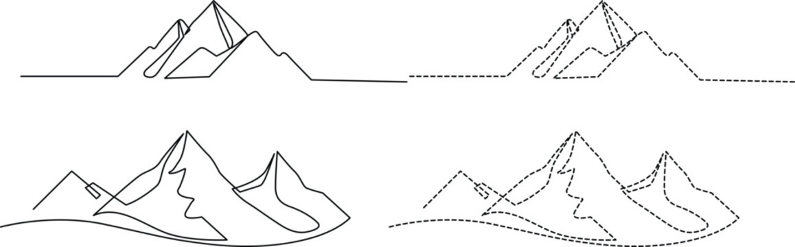 Evolution of mountain ranges through geological transformations and erosion processes Vector