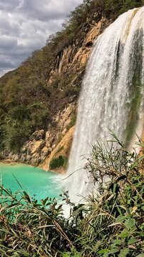 Velo de Novia, El Chiflon waterfall in slow motion Chiapas Mexico