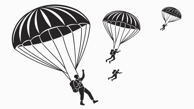Paratroopers jump from parachutes in a stunning aerial display of adventure and thrill seeking