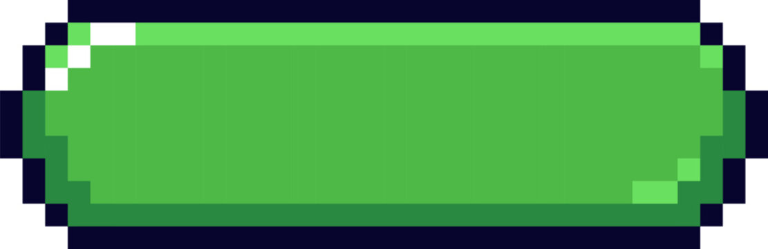Green pixel art button creating retro video game interface