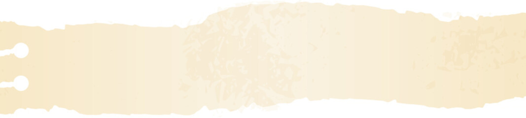 Torn beige paper strip with holes for tag