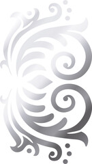 Fototapeta premium Silver metallic abstract floral swirling ornamental design