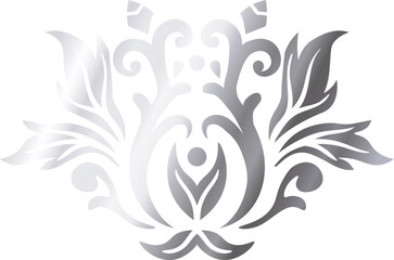 Obraz premium Silver ornamental graphic design pattern on white background