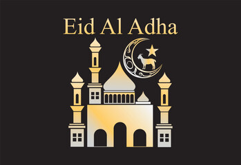 Obraz premium Eid Al Adha Mosque Islamic Illustration.
