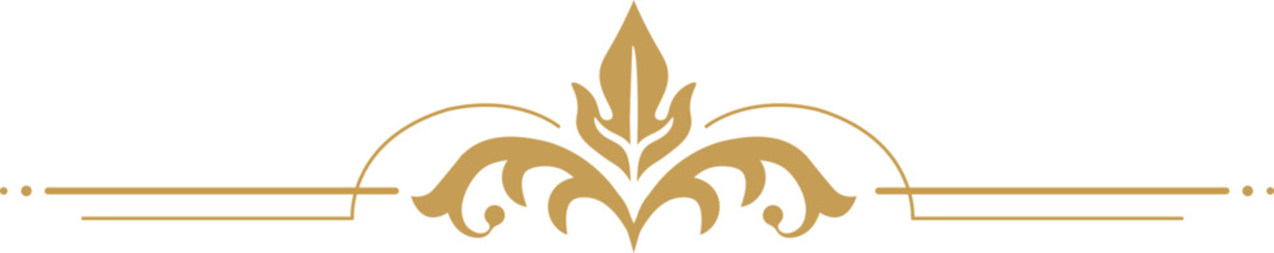 Golden ornate flourishing divider line design element