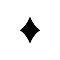 Fototapeta premium Black Silhouette of a Playing Card Diamond Suit for Tabletop Wagering and Casino Entertainment