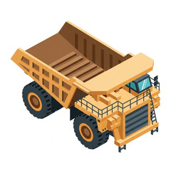 Large yellow mining dump truck isometric illustration. © Budd