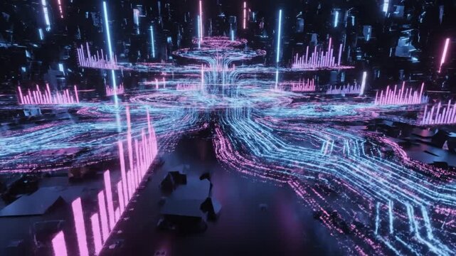 futuristic data visualization technology presentation backdrop for business communication and workflow optimization