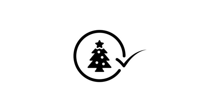 Christmas tree loading animation with check mark indicating completion of festive holiday task
