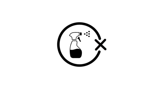 no spray symbol animation with a black outline and a white background