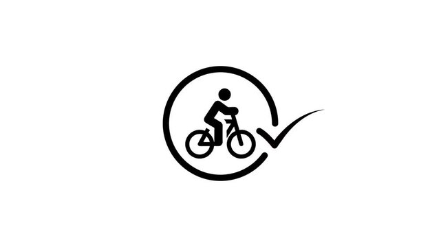 Bicycling activity checked and approved animation, dynamic bike riding with confirmed symbol footage, cycling exercise success clip