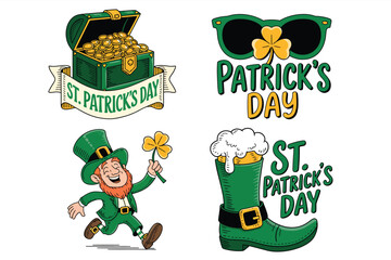 Fototapeta premium Green hat leprechaun and shamrocks for St Patricks Day celebration