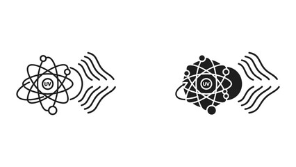 UV Atom Radiation Icon Set: Line Art and Solid Black Style for Science and Technology Concepts © SHAHRIYAR RASEL