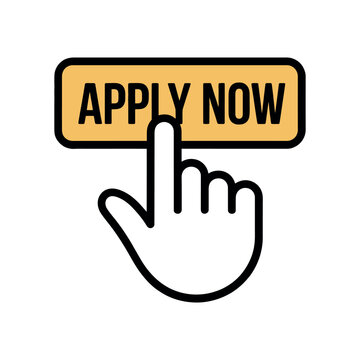 A hand cursor clicks on an apply now button online