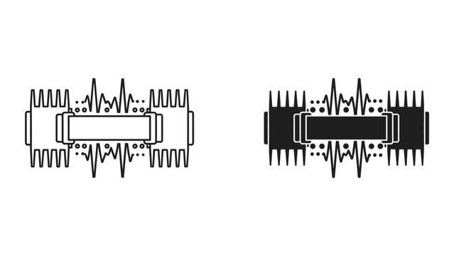 Two styles of audio waveform icons with radiator and central rectangle elements