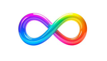 Naklejka premium A glossy, rainbow-colored infinity symbol against a stark black background