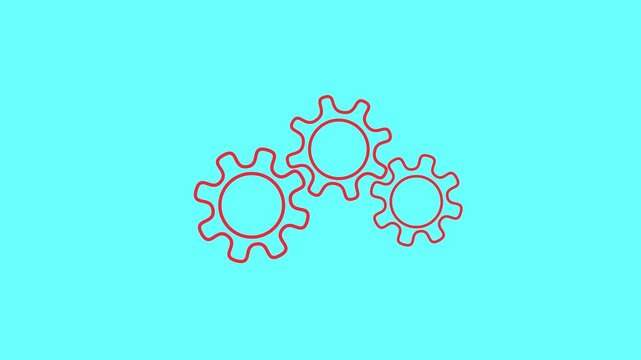 cogwheel gear spinning around animation video. cog wheel icon turning animated background teamwork concept