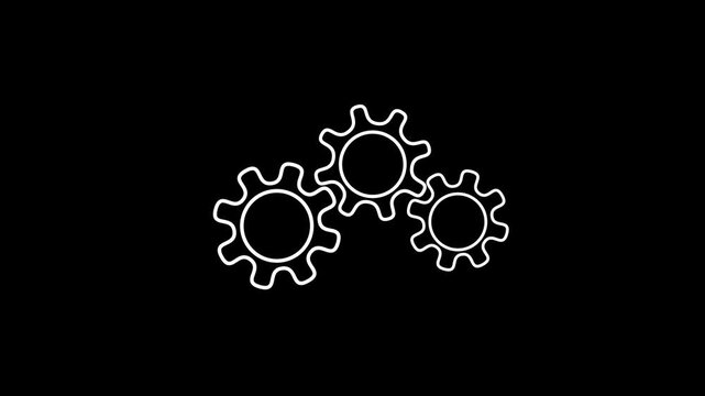 cogwheel gear spinning around animation video. cog wheel icon turning animated background teamwork concept