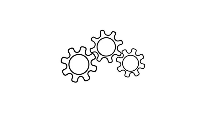 cogwheel gear spinning around animation video. cog wheel icon turning animated background teamwork concept